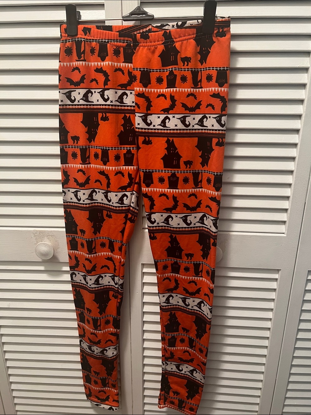 #1937* Halloween Orange & Black Kids Leggings - Unbranded